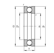 推力深沟球轴承 51180-mp, 根据 din 711/iso 104 标准的主要尺寸，单向，可分离