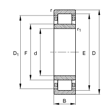 圆柱滚子轴承 nu2322-e-tvp2, 根据 din 5412-1 标准的主要尺寸, 非定位轴承, 可分离, 带保持架