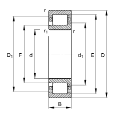 圆柱滚子轴承 nj2322-e-tvp2, 根据 din 5412-1 标准的主要尺寸, 半定位轴承, 可分离, 带保持架