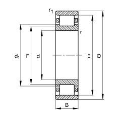 圆柱滚子轴承 n202-e-tvp2, 根据 din 5412-1 标准的主要尺寸, 非定位轴承, 可分离, 带保持架