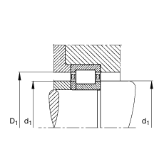 圆柱滚子轴承 nup322-e-tvp2, 根据 din 5412-1 标准的主要尺寸, 定位轴承, 可分离, 带保持架