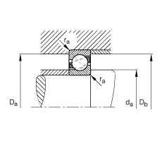 角接触球轴承 7226-b-tvp, 根据 din 628-1 标准的主要尺寸，接触角 α = 40°
