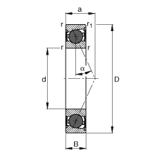 主轴轴承 hcb7002-e-2rsd-t-p4s, 调节，成对或单元安装，接触角 α = 25°，陶瓷球，两侧唇密封，非接触，限制公差