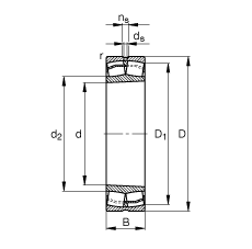 调心滚子轴承 23236-e1-k-tvpb, 根据 din 635-2 标准的主要尺寸, 锥孔，锥度 1:12