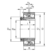 调心滚子轴承 239/630-b-k-mb   h39/630, 根据 din 635-2 标准的主要尺寸, 带锥孔和紧定套