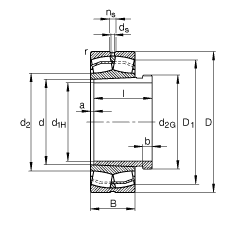 调心滚子轴承 24024-e1-k30   ah24024, 根据 din 635-2 标准的主要尺寸, 带锥孔和退卸套