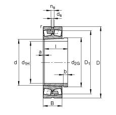 调心滚子轴承 241/500-b-k30-mb   ah241/500, 根据 din 635-2 标准的主要尺寸, 带锥孔和退卸套