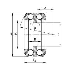 推力深沟球轴承 54316, 根据 din 711/iso 104 标准的主要尺寸，双向，带球面轴承座圈，可分离